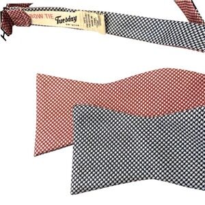 Bow Tie Tuesday Reversible Bowtie Houndstooth Red Blue Gingham 2.5 Wide Self Tie